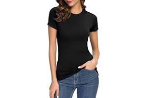 Urban CoCo Women's Crewneck Slim Fitted Short Sleeve T-Shirt Stretchy Bodycon Basic Tee Tops