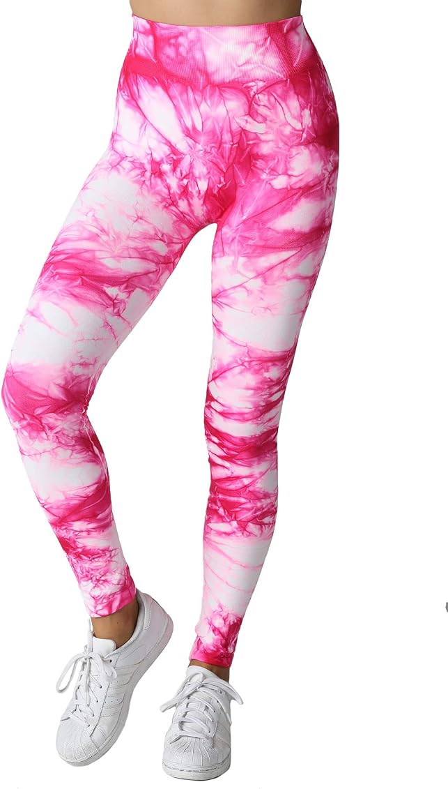 NIKIBIKI Women Seamless High Waisted Tie Dye Leggings, Made in U.S.A, One  Size (Bright Fuchsia) at Amazon Women's Clothing store