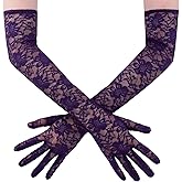 Brimekichio Lace Gloves Women, Tea Party Long Elegant Opera Lace Gloves Costume Floral Pattern Arm Elbow Length - 18.9in