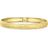 Savlano 14K Gold Plated Over 925 Sterling Silver Solid Satin Finish Laster Cut 7.5 Inches Bangle Bracelet for Women Comes With Gift Box- Made in Italy