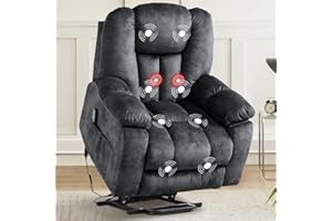 CANMOV Large Power Lift Recliner Chair with Massage, Heat, and USB for Elderly, Overstuffed Wide Recliners, Heavy Duty and Safety Motion Reclining Mechanism, Gray
