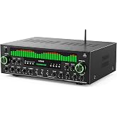 5.1 Channel Stereo Receivers Home Theater Receiver with BT, RMS 180W | 3 Mic Inputs for Karaoke| Independent Channel Controls | USB/SD Playback | Optical &amp; Coaxial | Remote