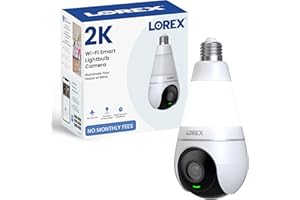 Lorex 2K Wi-Fi Smart Lightbulb Camera | E26/E27 Socket | Pan-Tilt View, Colour Night Vision, Person & Vehicle Detection | 2-W