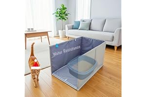 GesomePurrz Less-Mess Cat Litter Box Enclosure, Open Top High Side, 26''×17''×17'' Extra Large Water Resistance Splash Guard for Cat Litter Boxes