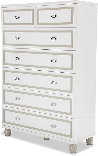 Amazon Com Michael Amini Sky Tower 7 Drawer Chest Cloud White