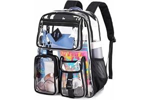 PIG PIG GIRL Clear Backpack for School,Heavy Duty PVC Transparent Bookbag for Girls Stadium Approved See Through Backpack