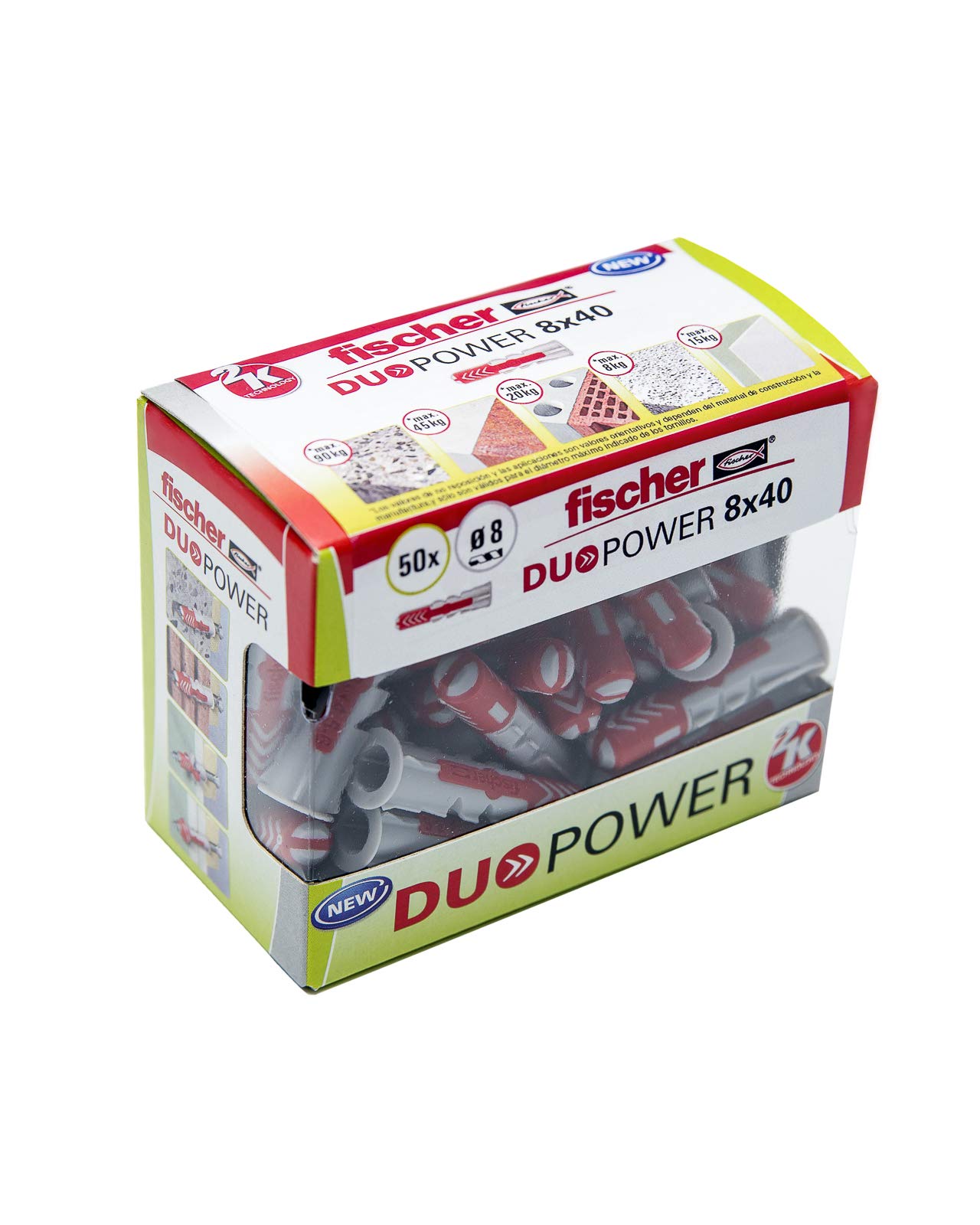 fischer - 8 x 40 DuoPower wall Plugs for Concrete, Box of 50