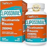 2000 MG Nicotinamide Riboside, NMNH Supplement Alternative, Liposomal NAD Nicotinamide Riboside Supplement with TMG & Pterostilbene - Boost NAD+, Energy, Focus, Immunity, Age Resist - 60 Softgels