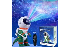 Galaxy Star Projection Night Light, Dinosaur Astronaut Space Projector with Timer, Remote Control, 8 Lighting Modes, Green Ne