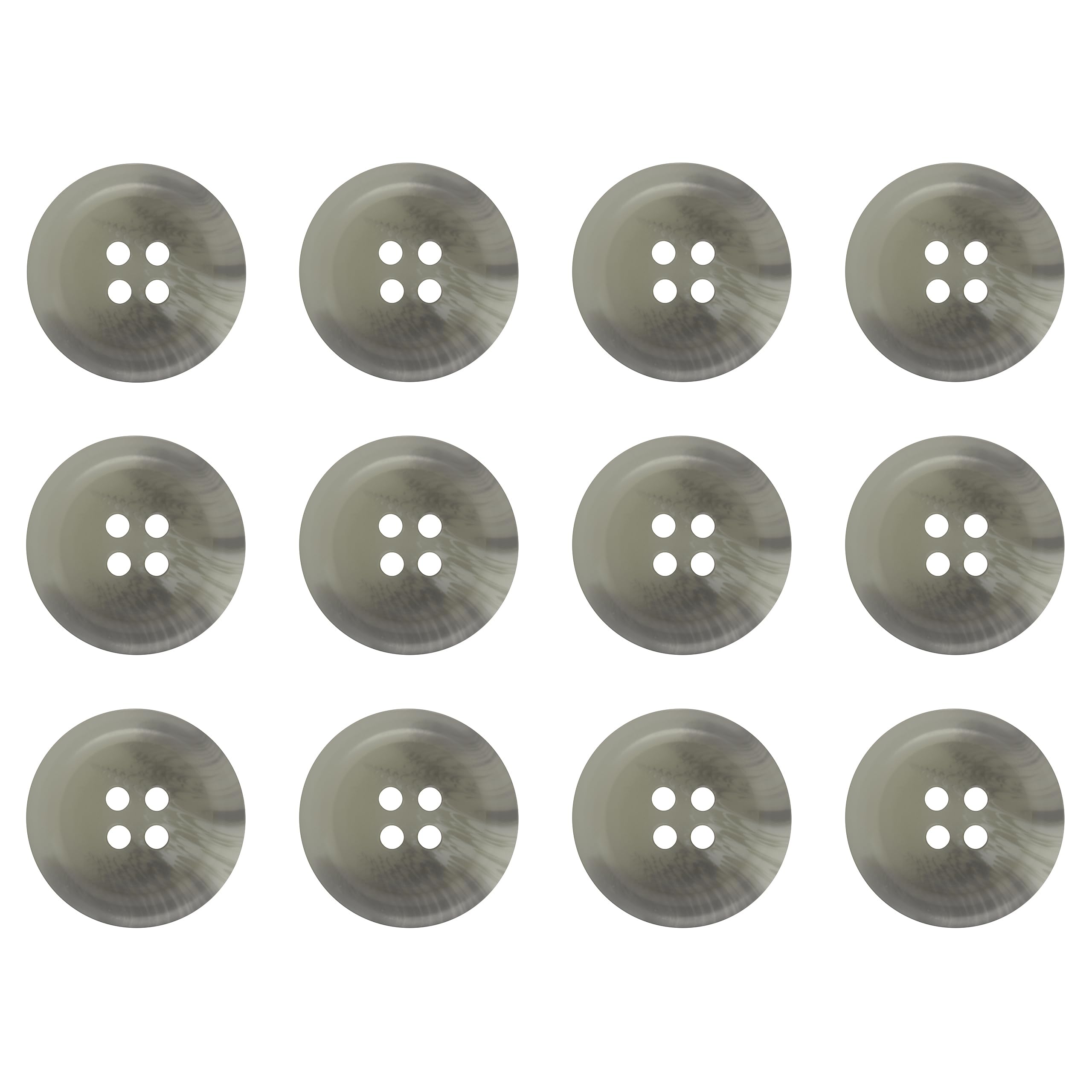 Pack of 12 Light Grey Taupe 20mm Round Faux Horn Sew On Plastic Buttons for Coats Jackets Cardigans Flat 4 Holes 32L
