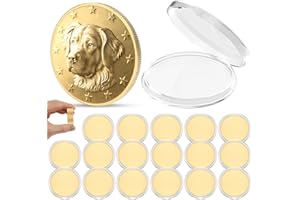 18Pcs 40mm Brass Coin Blank Challenge with Acrylic Protection Blank Coin for Engraving Customizable with Unique Pattern Logo 