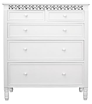 Belgravia Style Chest Of Drawers With Dresser Mirror In White