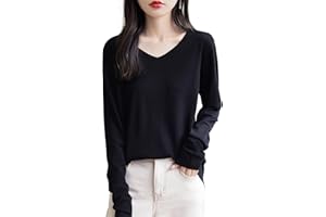 Chanyarn Women's 100% Merino Wool Base Layer Shirt Tops V Neck Long Sleeve Travel Hiking Tee T Shirt Pullover Sweater