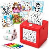 Feoralio AI Voice Sticker Printer, Mini Thermal Sticker Maker with 7 Art Styles, Inkless Portable Sticker Box for Creative Projects, DIY Crafts, Home Labels, Creative Gift for Creators, 4 Rolls Paper