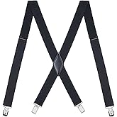 Mcvotcot Mens Suspenders X Back Adjustable 1.4'' Wide with Heavy Duty Clips