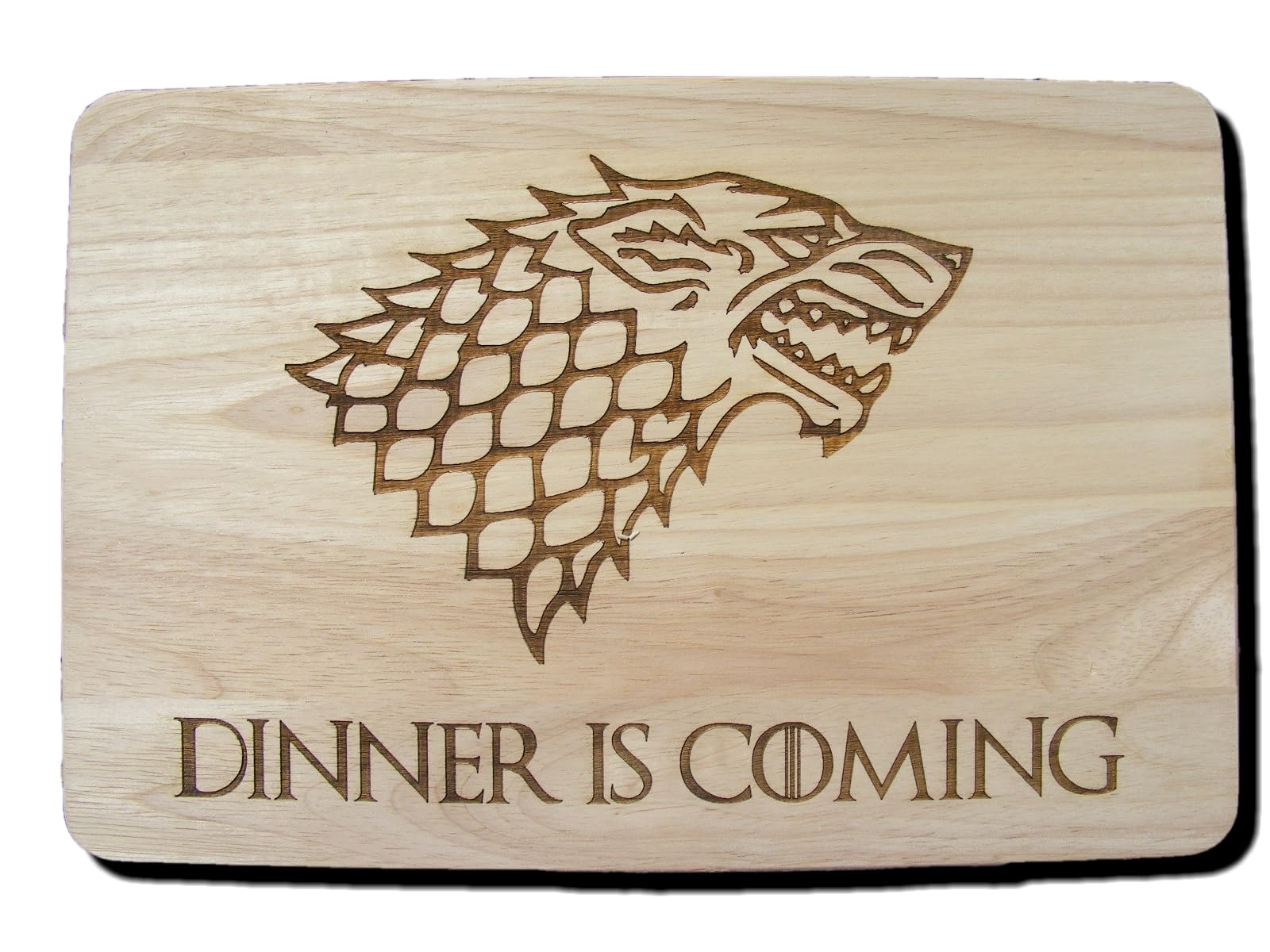 Game of Thrones Gift Wooden Chopping Cutting Cheese Board Dinner is Coming Wolf Winter Cooking Baking Present (Premium Hardwood 24x17x1.5 cm)