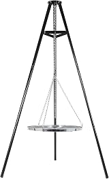La Hacienda Tripod with BBQ Grill Adjustable Height Portable Black view 4