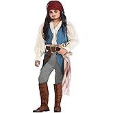 Pirates of the Caribbean Kids Captain Jack Sparrow Costume Boys, Blue & White Pirate Halloween Outfit