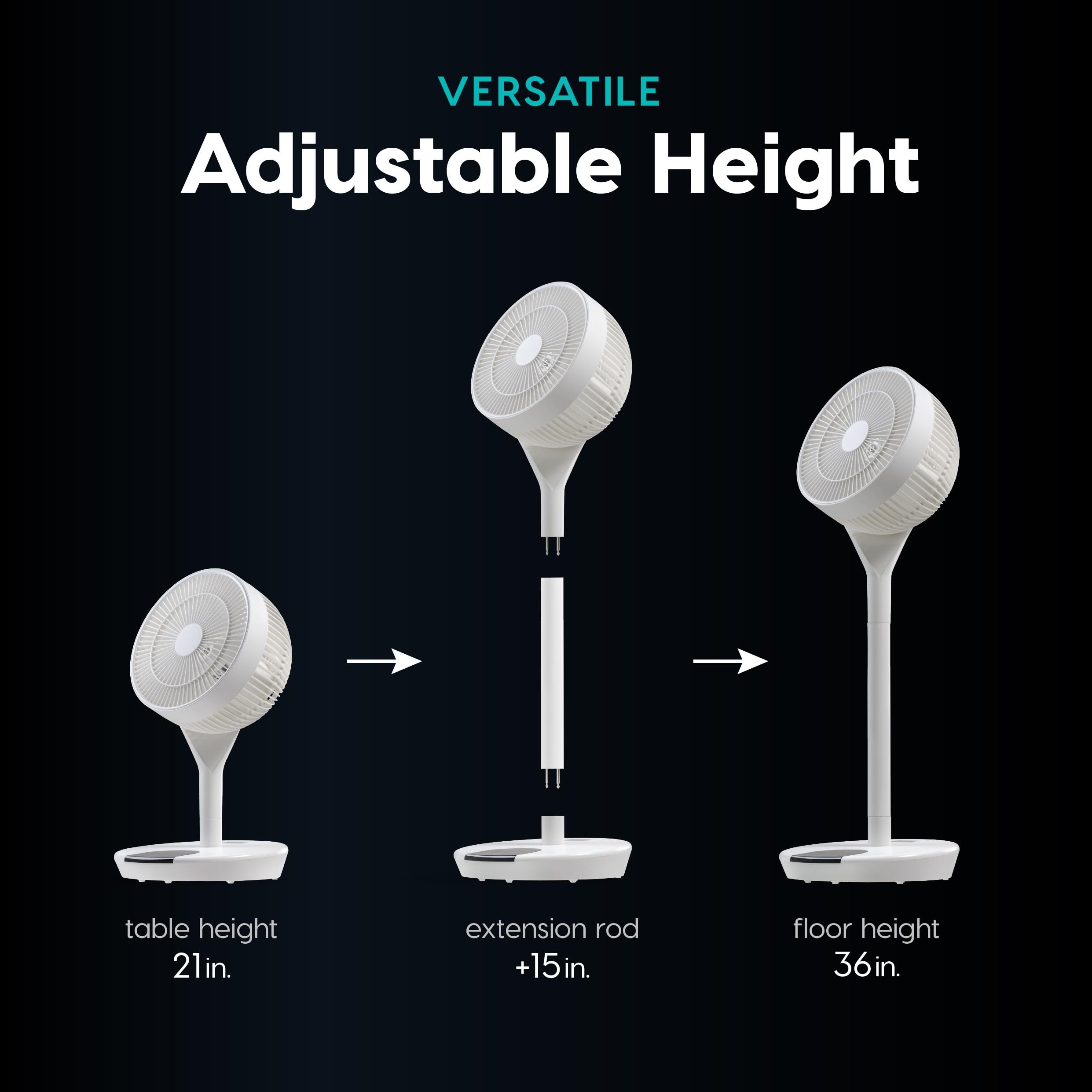 IRIS USA WOOZOO Air Circulator Pedestal Fan with Remote, 360° Oscillation, 12 Speeds, Quiet Motor, 8h Timer, Touch Panel, Height Adjustable, Office, Dorm, Bedroom Fan, White/Gray