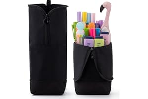 CICIMELON Foldable Standing Pencil Pen Case with Compartments Large Capacity Pencil Pouch Bag School Aesthetic Supplies for Girls Boys Adults Black