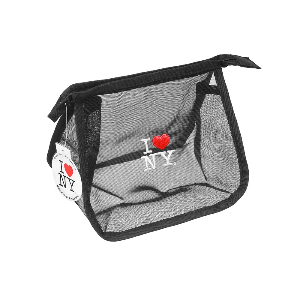 Black / Large / I Love NY Mesh Cosmetic Pouch Transparent