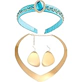 Horolam Arabian Princess Costume Accessories, Arab Princess Accessories Set with Princess Headband Gold Chunky Choker Necklace Earrings for Women for Halloween Cosplay (4PCS)