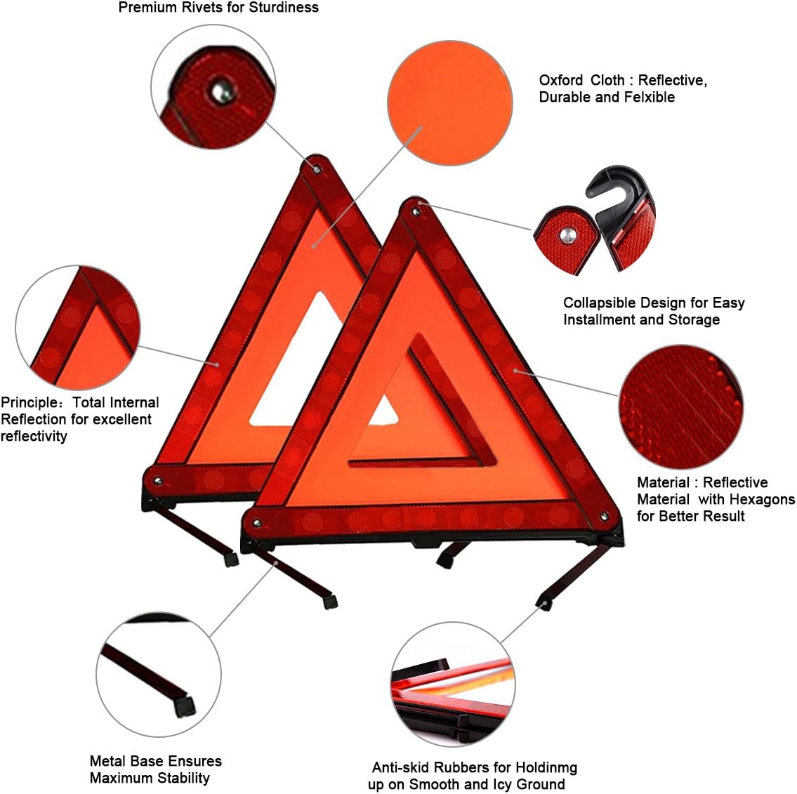 XOOL Safety Triangle Warning Kit, Car Roadside Emergency Kit with Reflective Warning Triangle,Visibility Roadside Vest, Storage Bag and Glove for Use Roadside Breakdowns Emergencies: Automotive