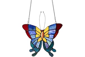DHCGPP Tiffany Butterfly Stained Glass Hangers, Window Panels, Home Wall and Window Hanging Sun Catcher, Handcrafted Tiffany Enthusiast Gifts for Decoration.