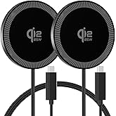 25W Magnetic Wireless Charging Pad: Qi2.2 Qi2 MagSafe Fast Charger for Google Pixel 10 iPhone 17 16 Pro Max 16e 15 14 13 12 AirPods & Samsung Galaxy Series Gift Ideal for Desk & Travel (Black, 2Pack)