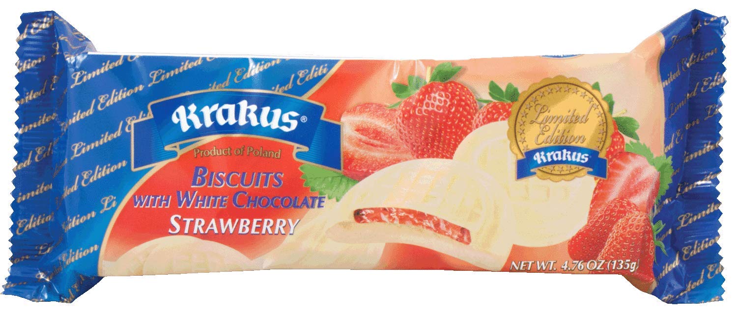 Krakus Strawberry Biscuits In White Chocolate 2 Pack X 135g Poland Amazon Com Grocery Gourmet Food