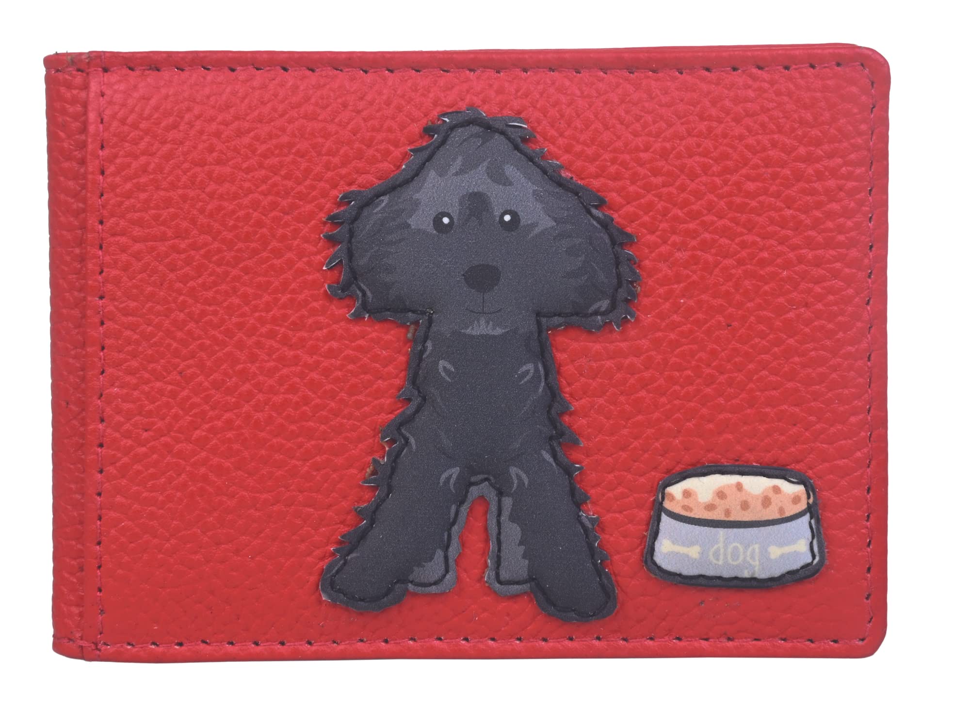 Mala Leather Soft Leather Cockapoo Dog Card/ID Holder Travel Pass (Red)