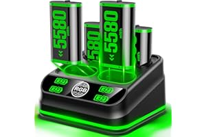 LVVIL Charger with 4x5580mWh Rechargeable Battery Pack for X-Box One/Series X|S,Rechargeable Batteries for X-Box Controllers with Charging Station