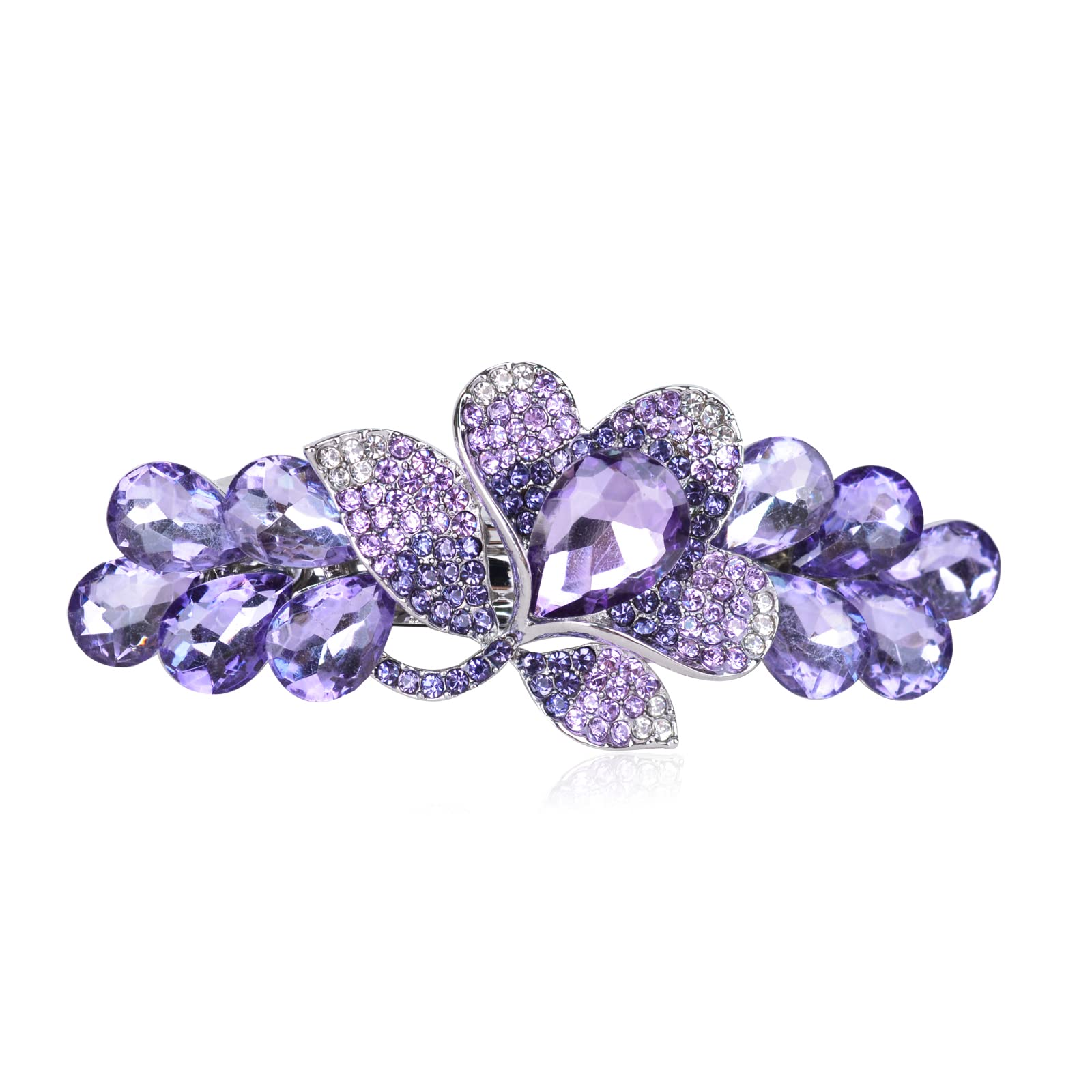 Sankuwen Flower Luxury Jewelry Design Hairpin Rhinestone Hair Barrette Clip(Style C,Purple)