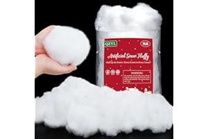 QZYL 1LB Fluffy Fake Snow, Cotton White Christmas Decorations, Vacuum-Packed Christmas Village Snow, Cotton Stuffing for Crafts Indoor Fake Snow for Christmas Tree Table Covering Home Winter Party
