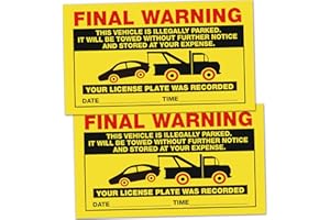 KORTTITALO 50 Final Warning Stickers, Parking Violation Notice Vehicle is Illegally Parked -Hard to Remove, Large Size 5" X 9"