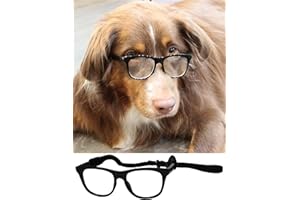 STYLE VAULT G006 Dog Pet 80s Costume Sunglasses Prop Photoshoot Medium Breeds 20-40 lbs (Black-Clear Lens)