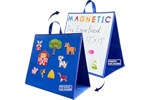 PENGFULL Felt Flannel Board/Dry Erase White Board for Toddlers,17.3 * 17.3in,Double-Sided,Folding,Standing,for Wall,Classroom,Preschool,Kiddie Corner,Interactive,Gifts for Kid