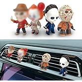 GENANY 3D Resin 4 pcs Horror Car Air Freshener Vent Clip, Hand Painted Mask | Halloween Automotive Freshener Set, Evil Clown Decor, Gothic Gifts Vent Accessories for Horror Fans