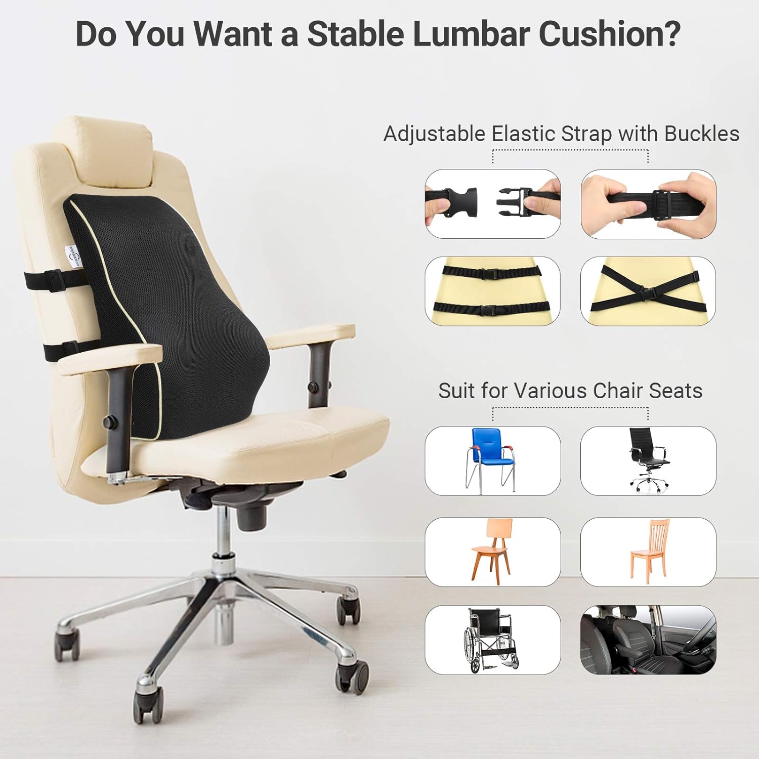AMERIERGO Lumbar Pillow, Memory Foam Back Cushion with Breathable Mesh Cover, Multifunctional Lumbar Support Pillow for Office Chair, Computer Chair & Car Seat: Home & Kitchen