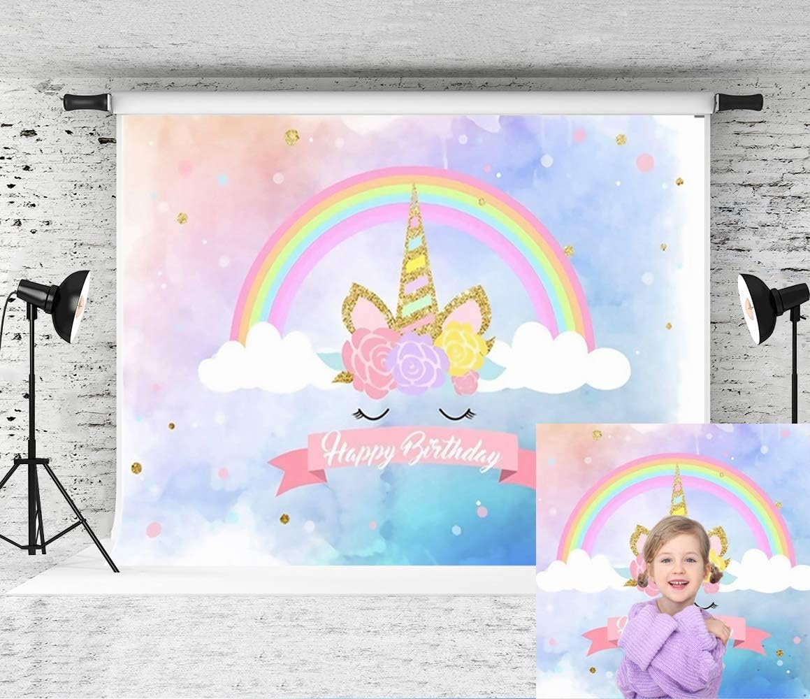 Amazon Com Little Lucky 7x5ft Unicorn Happy Birthday Photography