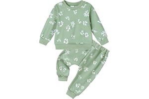 ZOEREA Toddler Baby Girl Clothes Long Sleeve Pullover Tops + Pants Set Floral Print Sweatsuit Fall Winter Outfits 6M-4T