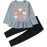 Toddler Girl Outfits Long Sleeve Valentines Heart Print T-Shirt Dress and Leggings Toddler Girl Fall Winter Clothes