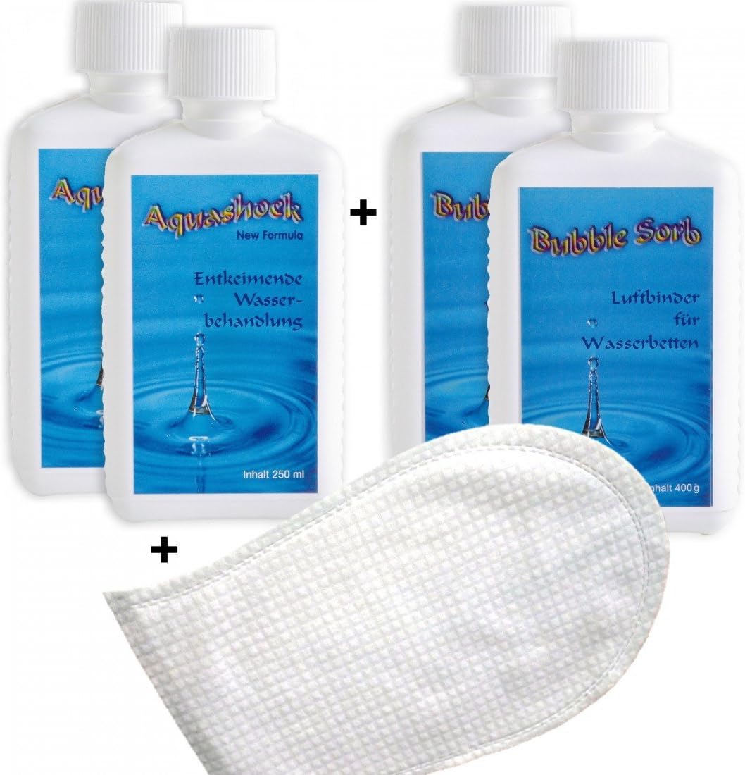 Aquashock Water Bed Entk Can from Knitting 2 x 250 ml and Strickerchemie Bubble 2 X 400GRAMM Plus 1 Free Grooming Mitt