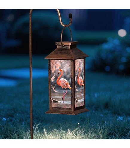 Flamingo Solar Hot Air Balloon Lantern – Outdoor Hanging Light With Flame LED, IP65 Waterproof Metal, 6.8” Tall, For Garden, Yard, Patio – Great Gift For Mom/Grandma