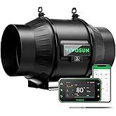 VIVOSUN T6 6" Inline Duct Fan & Temperature Humidity Controller, E42A+ WiFi-App Control AeroZesh Grow Tent Fan& Smart Thermos
