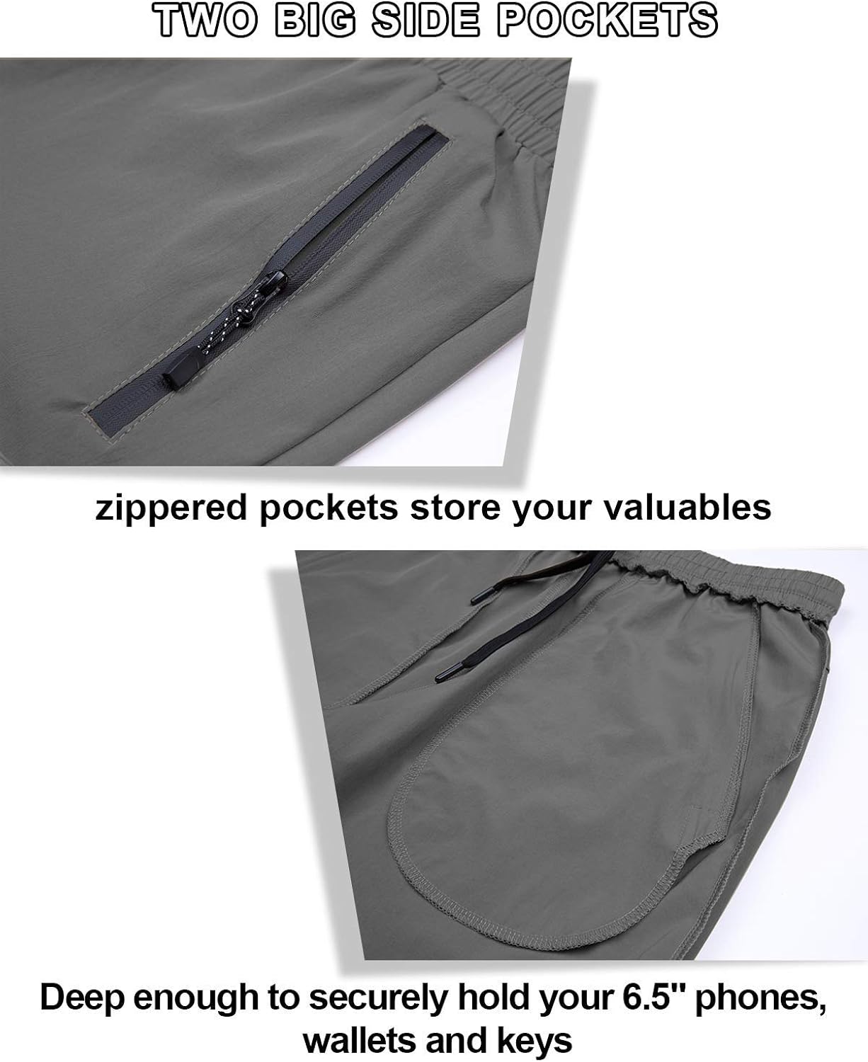VAYAGER Women's Hiking Athletic Joggers Pants Running Sweat Pants Quick Dry Zipper Pockets Lightweight UPF 50+: Clothing