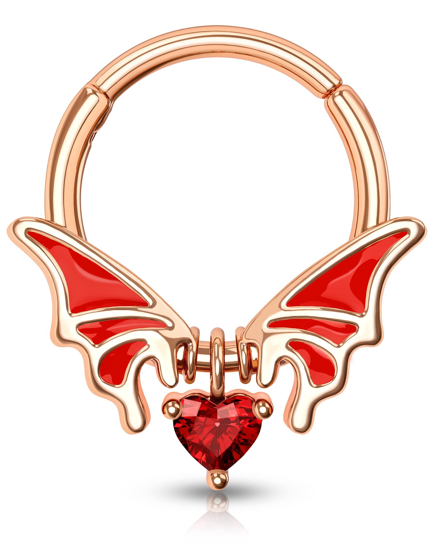 Melighting 16G Bat Septum Ring Halloween Cartilage Hoops Hinged Segment Ring 316L Surgical Steel Helix Earrings Daith Conch Hoops Dangle Heart Septum Piercing Jewellery for Women Girls