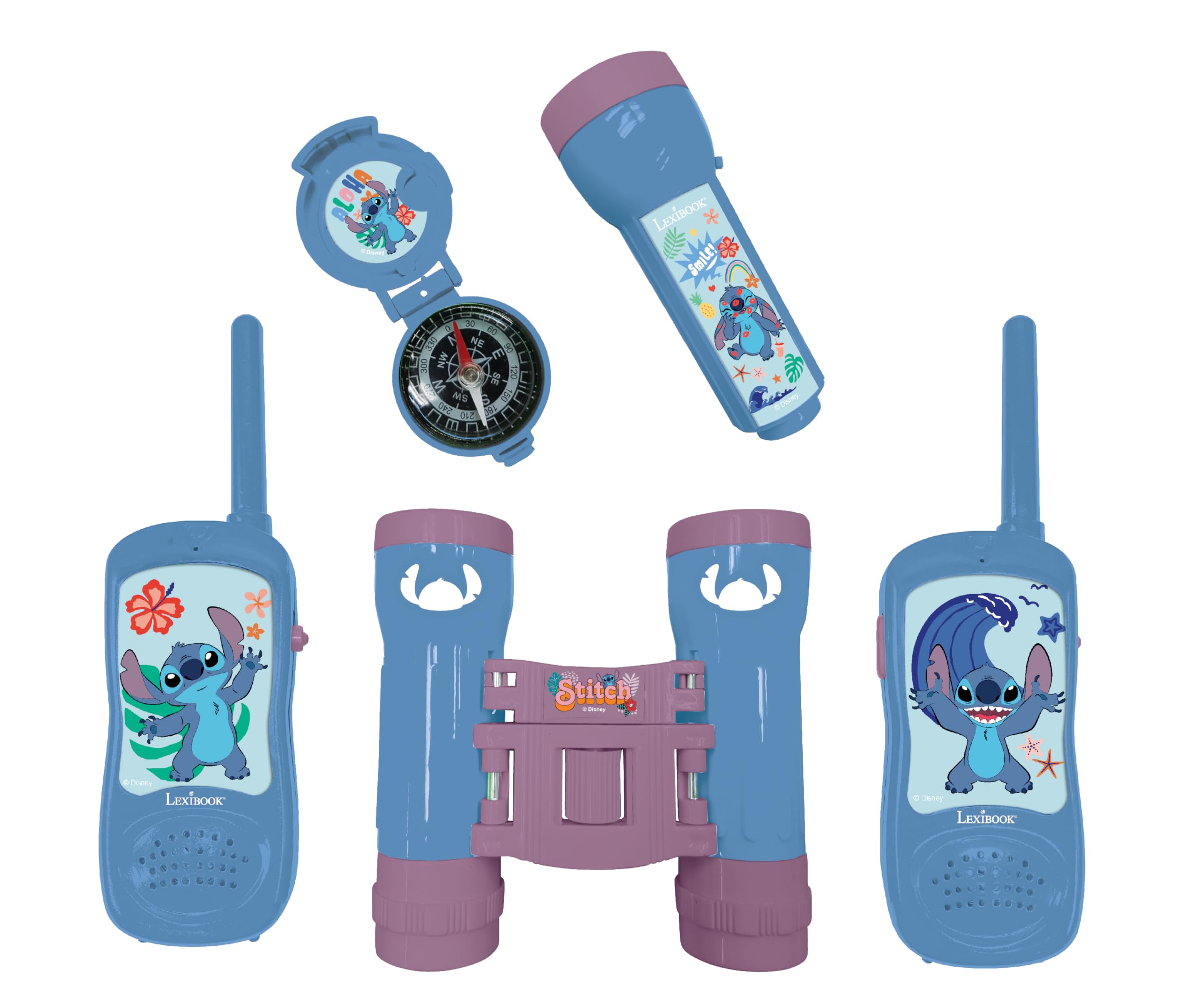 LEXIBOOK, Disney Stitch, Adventurer set for Children, Walkie-Talkies 120m, Binoculars, Compass, Torchlight, Blue/purple, RPTW12D — image 1