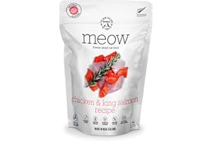 THE NEW ZEALAND NATURAL PET FOOD CO. Meow Chicken & King Salmon Freeze Dried Raw Cat Food, Mixer, or Topper, or Treat - High Protein, Natural, Limited Ingredient Recipe 9.9 oz