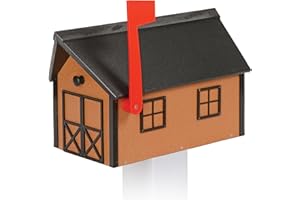 Peaceful Classics Poly Mailbox- Durable, Weather-Resistant Amish Craftsman Mailboxes for Outside Uses Like Front Yard and Road Side- Long-Lasting, Decorative, Modern Mailbox (Cedar with Black Trim)